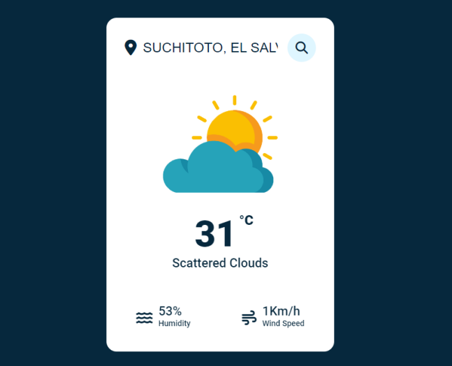 Screenshot of weather widget